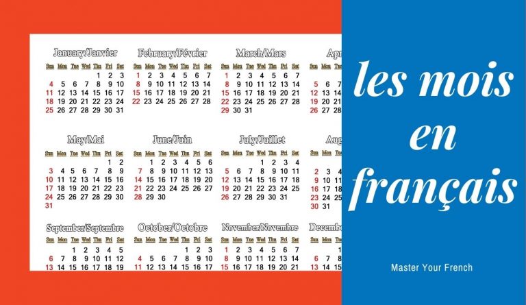 calendrier des mois en français avec tradution en anglais