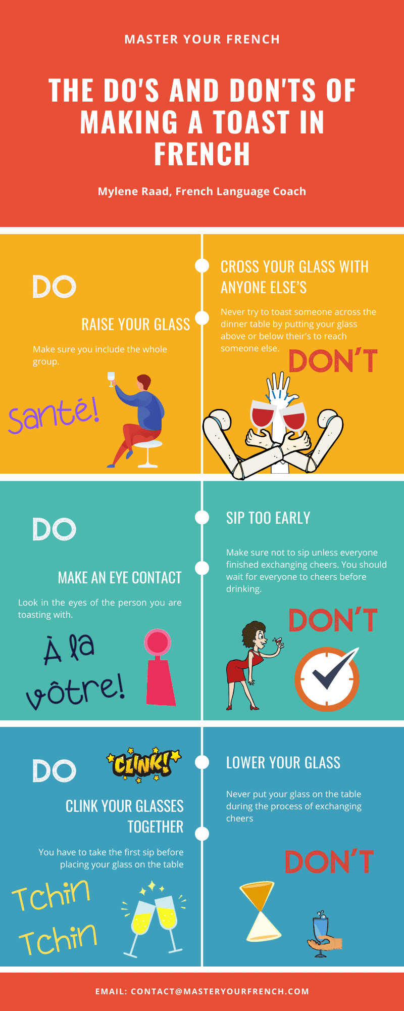 do's don't making a toast in French​ infographic