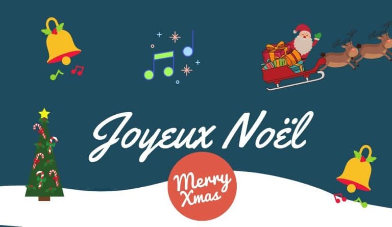 merry christmas in french with music note