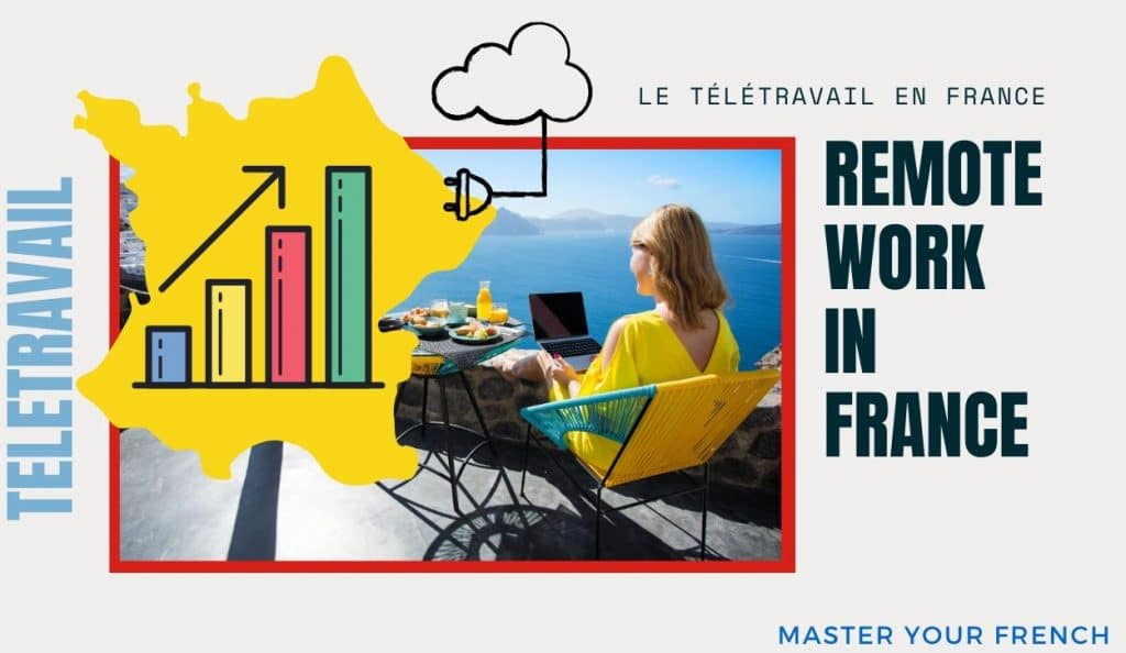 woman laptop remote work growth france télétravail