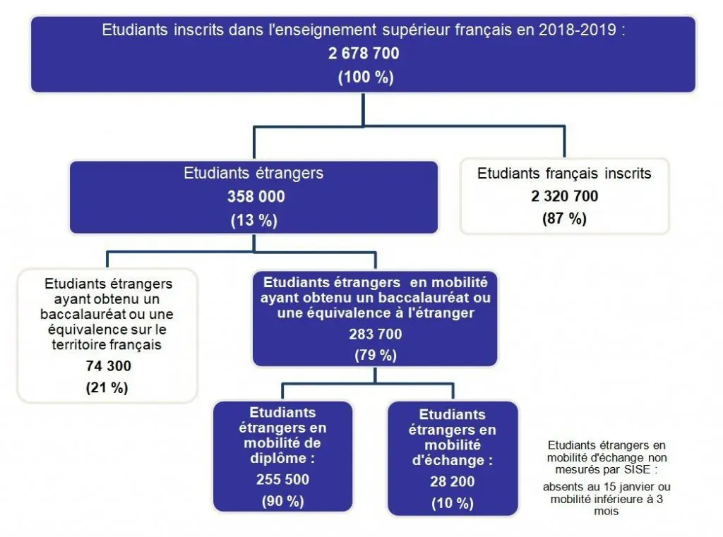 diagram french and international students distribution france percentages