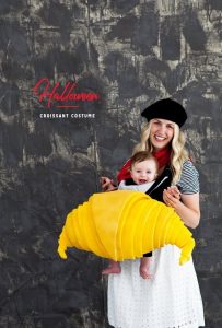 french croissant costume baby with mother