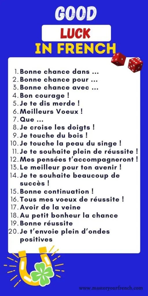 list good luck expressions in french