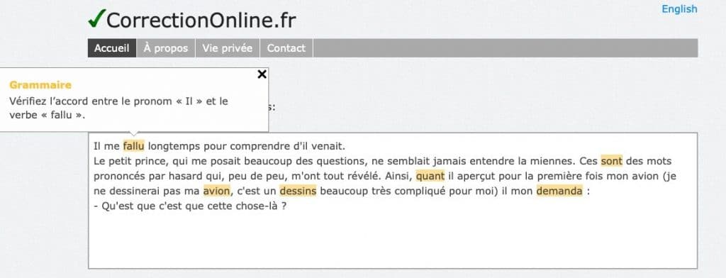 correctiononline french grammar checker