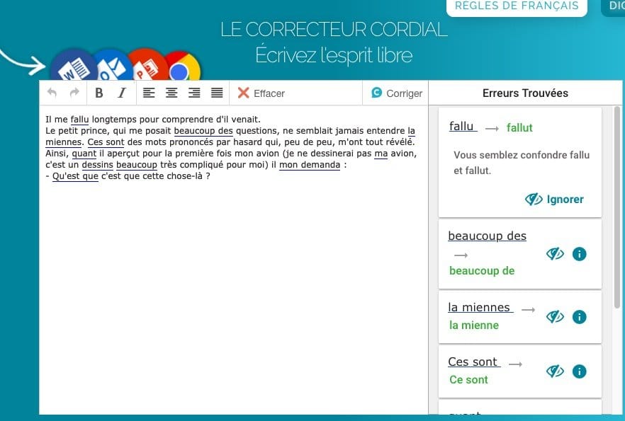 cordial french corrector